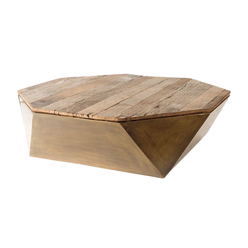 Oceanic6 Solutionz Wood Brass Metal Coffee Table