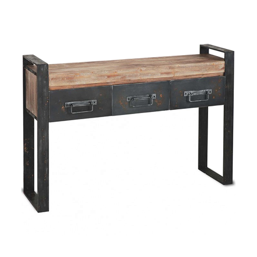 Oceanic6 Solutionz Black Metal Frame And 3 Storage Drawers Console