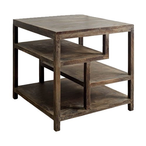 Oceanic6 Solutionz Square Top End Table With Multi-Shelf