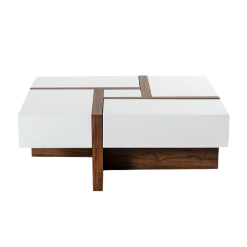 Oceanic6 Solutionz Modern White & Walnut Square Coffee Table